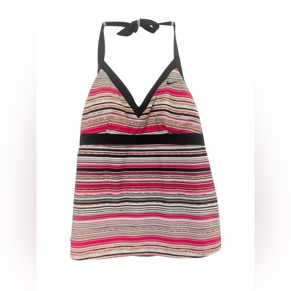 Nike Tankini Swim Top Black Stripe Halter swimsuit